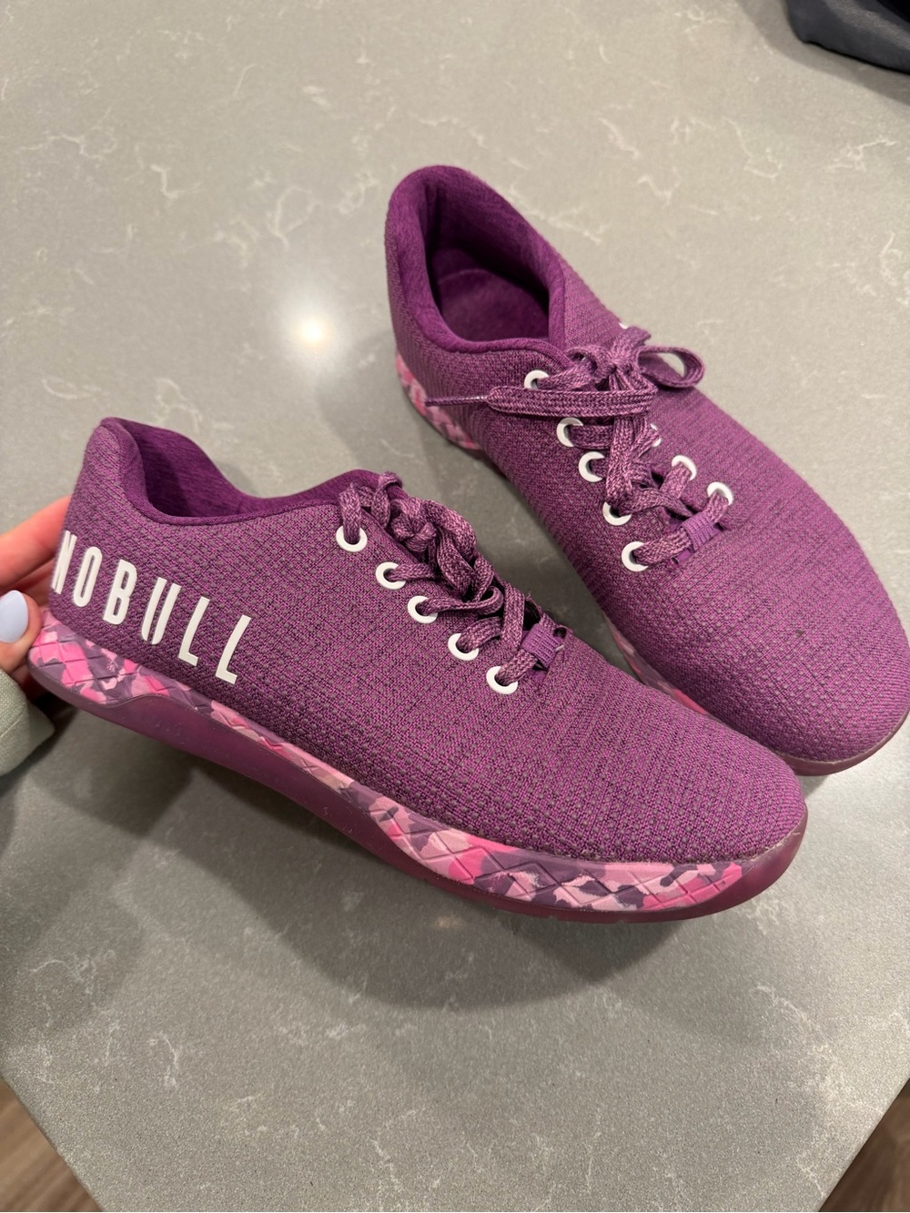 NOBULL Purple Knit Women's Training Sneakers with Pink Accent Midsole